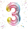 40 Inch Giant Rainbow Number 3 Balloons, Birthday Balloons, Helium Mylar Foil Big Number Balloons for Birthday Party Decorations, Kids' Birthday Anniversary Party Baby Shower Unicorn Parties