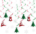 30 Pcs Christmas Hanging Foil Swirl Decorations Set Xmas Hanging String Garland for Winter Wall Christmas Party