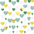 10 Pack 130ft Sage-Green Mint Beige-Gold Heart Party Garland Asymmetrical Love Hanging Banners for Wedding Birthday Bachelorette Bridal Shower Engagement Decoration