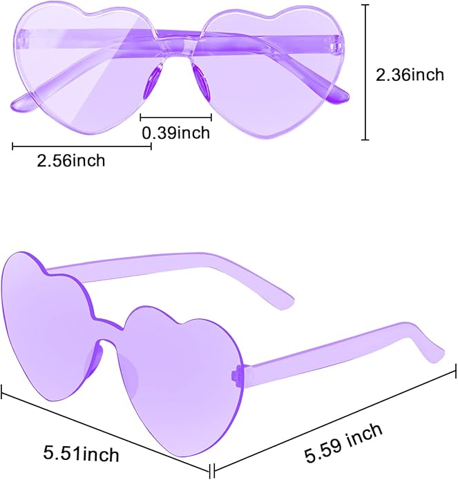 AEAHALY Heart Sunglasses for Women and Men Rimless Heart Shaped Sunglasses Bachelorette Bride Party Accessories