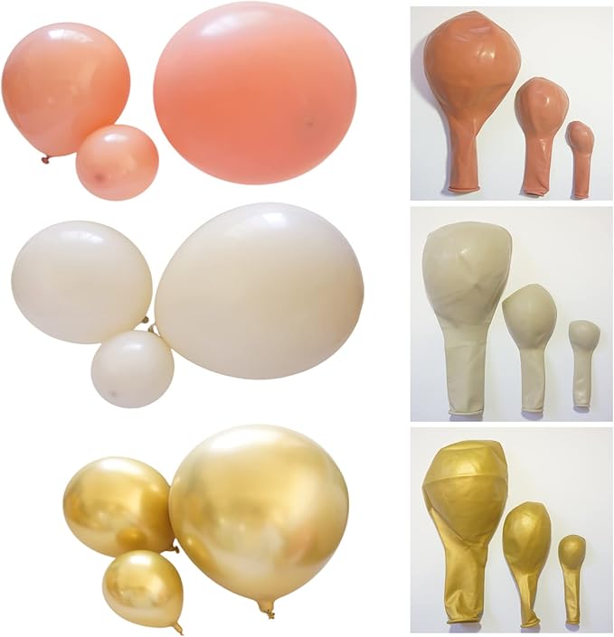 156pcs Dusty Pink Retro Blush Gold Sand White Balloon Garland Kit Arch, 5''/12''/18'' Different Sizes Retro Rose Latex Balloons For Wedding Engagement Baby&Bridal Shower Birthday Party Decoration