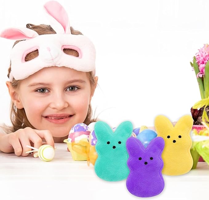 SHIRIA 12 PCS Easter Bunny Plush Toys Decorations, Cute Animal Bunny Stuffed Doll, Party Favors and Classroom Prize Supplies, Easter Basket Stuffers Gift for Girls Boys
