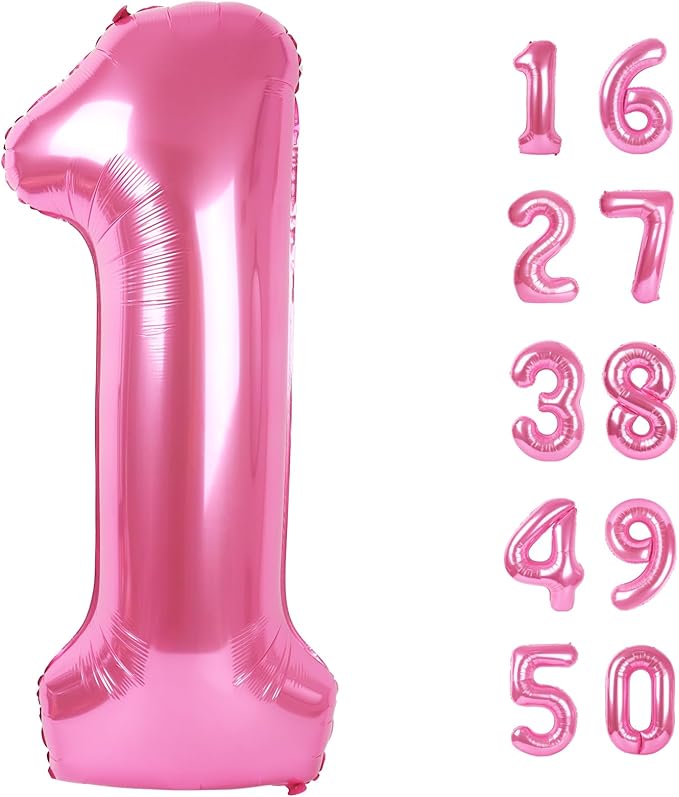 40 Inch Pink Number 17 Digital Balloon,Jumbo Mylar Foil Helium Balloon for 17 Balloons for Birthday Party,Wedding Anniversary Party Decorations
