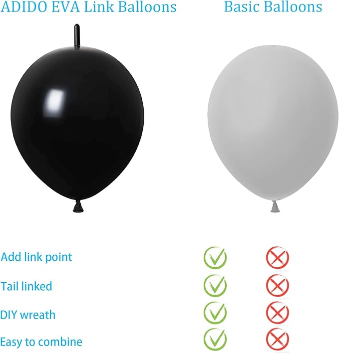 Link Balloons Black 6 Inch 12 Inch Latex Quick Linkale Balloon 160 Pcs for Birthday, Halloween, Christmas, Party Festival Decorations