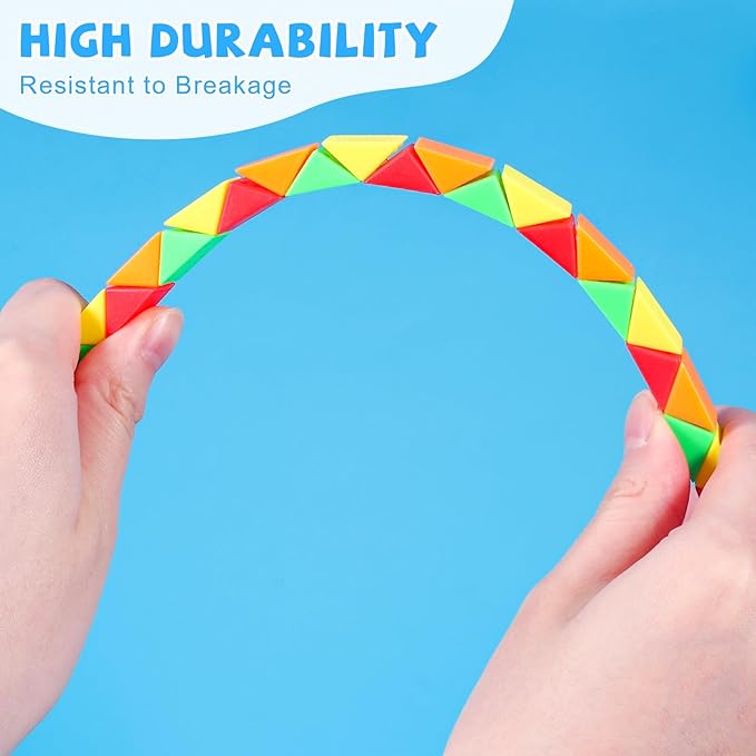 12 Pack Magic Snake Cube Fidget Toys for Kids - 24 Blocks Rainbow Twist Puzzle, Party Favors, Classroom Prizes, Birthday Goodie Bag Fillers, Stress Relief Sensory Toys