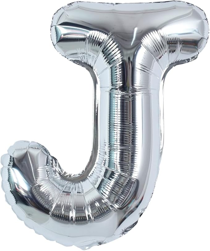 TONIFUL 40 Inch Large Silver Letter J Balloons Helium Balloons,Foil Mylar Big Letter Balloons for 2026 New Year Eve Graduation Wedding Baby Shower Birthday Party Anniversary Supplies Decorations