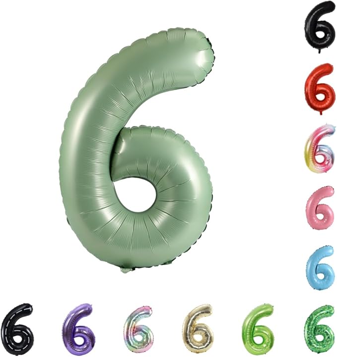 40 Inch Large Foil Helium Number Balloon Birthday Wedding Party 0-9 (Olive Green, 6)