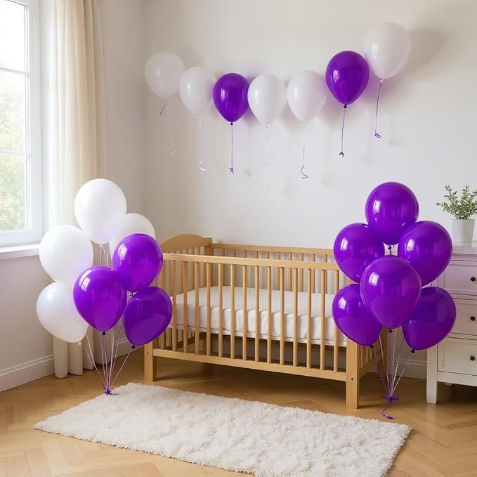 50 Pack 12 Inch Purple Latex Balloons for Party Decorations, Thick Premium Balloons for Birthday, Quinceañera, Princess Theme, Bridal Shower, Photo Backdrop, Arch & Garland, Air or Helium