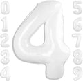 40 Inch Large Numbers Balloon, 4 White Ballon for 4th 14 40 44 Birthday Party, Balloon 4 Number for Graduations Wedding Supplies
