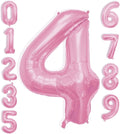 40 Inch Large Pink Number Celebration and Decoration Balloon for Birthday Parties, Graduations, Anniversaries, Weddings, Photo Shoots, Special Events - Helium Foil Mylar (Pink Number 4)