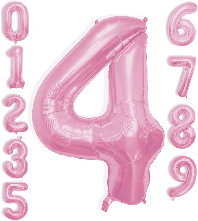 40 Inch Large Pink Number Celebration and Decoration Balloon for Birthday Parties, Graduations, Anniversaries, Weddings, Photo Shoots, Special Events - Helium Foil Mylar (Pink Number 4)