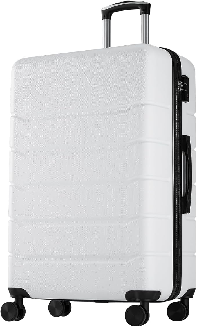 Sweetcrispy Carry on Suitcase, Luggage with Spinner Wheels, Hard Shell ABS, TSA Lock, 20 Inch White