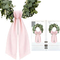 2 Pack White Wreath Sash for Front Door Blank Sashes 3.7 x 54 Inch Polyester Plain Door Decoration for Christmas Halloween Party Porch Yard Outdoor (Pink)
