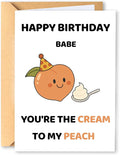 KINGNAME Cute Funny Birthday Card for Him Her, Peach and Cream Pun, Romantic Pun Card for Couple Partner, Cute Fruit Greeting Card