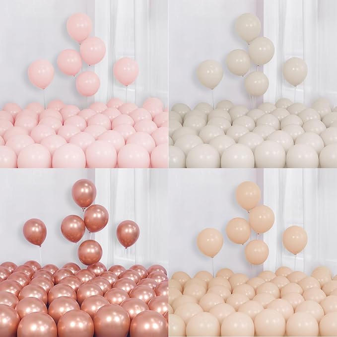 Rose Gold Balloon Arch Kit 144pcs 18/12/10/5inch Dusty Pink Nude Rose Gold White Sand and Confetti Balloons for Baby Shower Bridal Shower Princess Party Wedding Birthday Party Decorations