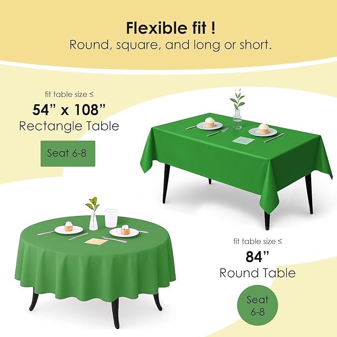 Craft And Party 12-Pack Hunter Green Plastic Tablecloths – 84 Inch Round Disposable Table Covers, Heavy Duty & Waterproof for Parties, Events, Banquets, Hunter Green