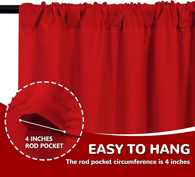 MEETSKY Red Backdrop Curtains for Party Christmas Day Wedding Ceremony Red Curtains Fabric Photography Backdrop Drapes for Birthday Party Baby Shower,5ft x 10ft,2 Panels