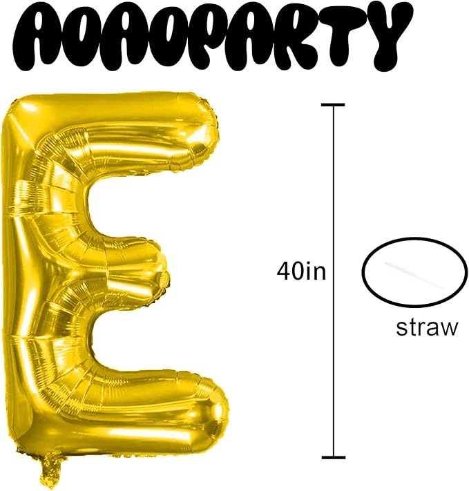 Letter Balloons 40Inch Large Giant big Foil Mylar Gold Balloons E for Birthday Party Decorations