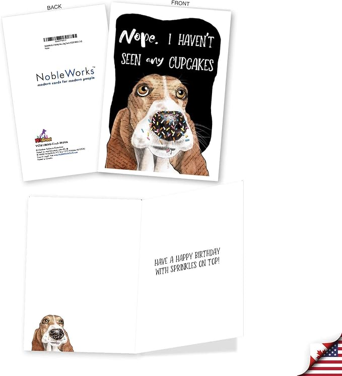 NobleWorks Assorted 3 Pack of Hilarious Puppy Birthday Cartoons Greeting Cards with 5 x 7 Inch Envelopes (3 Designs, 1 Each) Dog Toons VC2810BDG-C1x3
