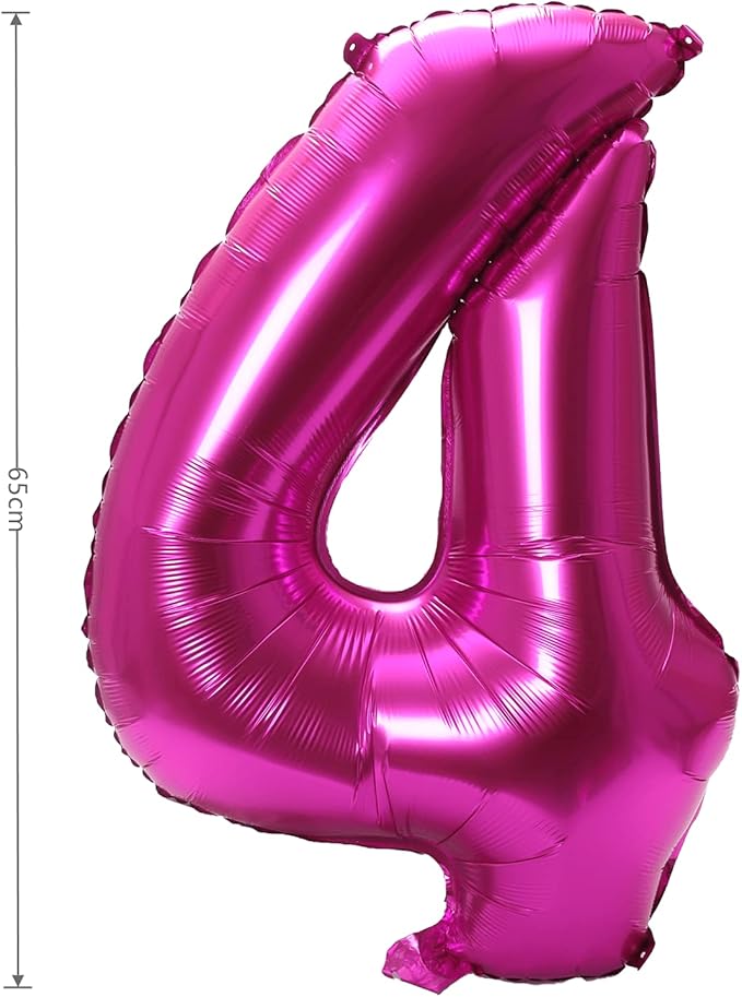 YPSelected 32 Inch Large Foil Helium Number Balloon Birthday Wedding Party 0-9 (Rose Red, 4)