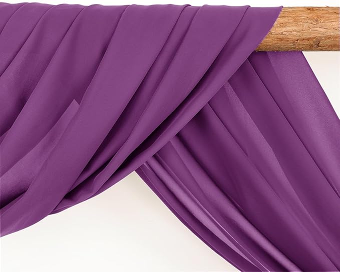 Wedding Arch Draping Fabric 30'' x 18FT Sheer Chiffon Arch Drape Backdrop 2 Panel Purple Drapes for Easter Bridal Shower Baby Shower Church Decor Birthday Party Outdoor Decor