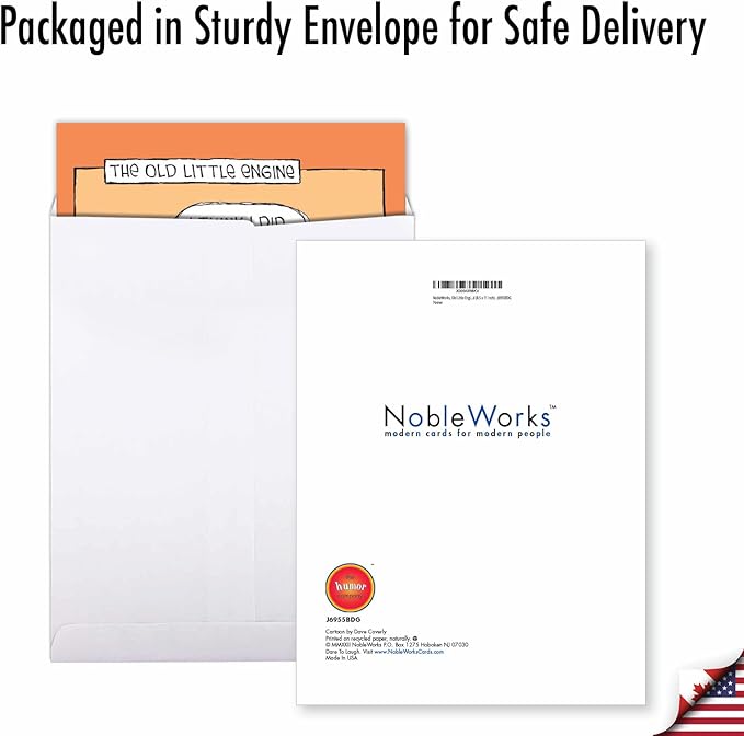 NobleWorks - Extra Large Funny Birthday Paper Card 8.5 x 11 Inch with Envelope (1 Pack) Oversize Jumbo Bday Old Little Engine J6955BDG