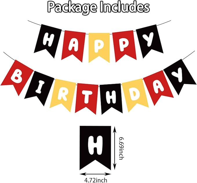 ZHENGYE Happy Birthday Banner Sign Party Decoration for Kids Girls Adult Birthday Party Decorations Supplies(Black Red)