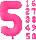 Fluorescent Rose Red Number Balloon 40 inch Giant Foil Helium Balloons Pink Number 5 Balloon for 5th Birthday Party Decorations