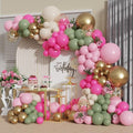 Sage Green Pink Sand Gold Balloons Garland Arch Kit 142PCS Nude Peatel Pink Confetti Balloons for Safari Jungle Green Boho Engagement Wedding Birthday Party Decorations (rose pink)