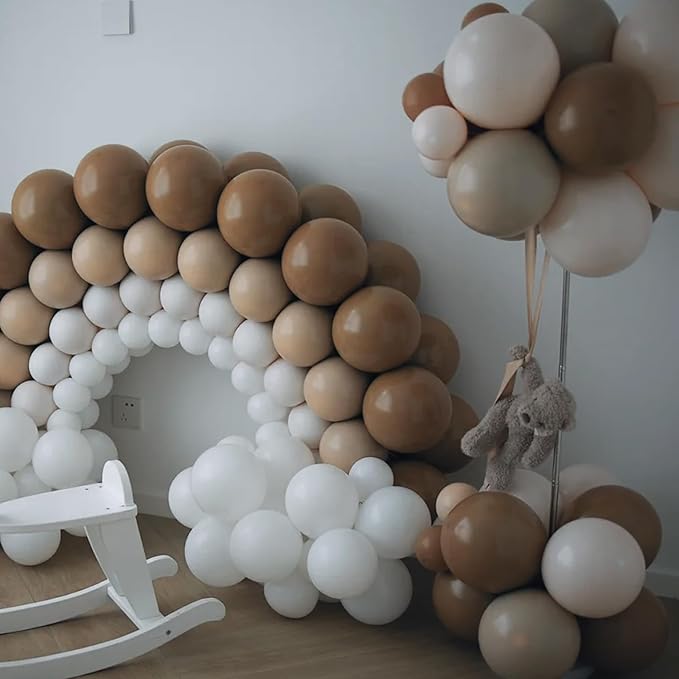 105pcs Brown Balloons 12inch Party Latex Balloons for Boys Girls Birthday Baby Shower Gender Reveal Wedding Sunflower Party Decorations