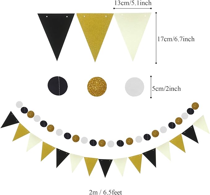 ZERODECO Graduation Decorations, Black and Gold Congrats Grad Banner Paper Pompoms Hanging Swirls Graduation Confetti Paper Garland Party Balloons for Grad Party Decoration Supplies