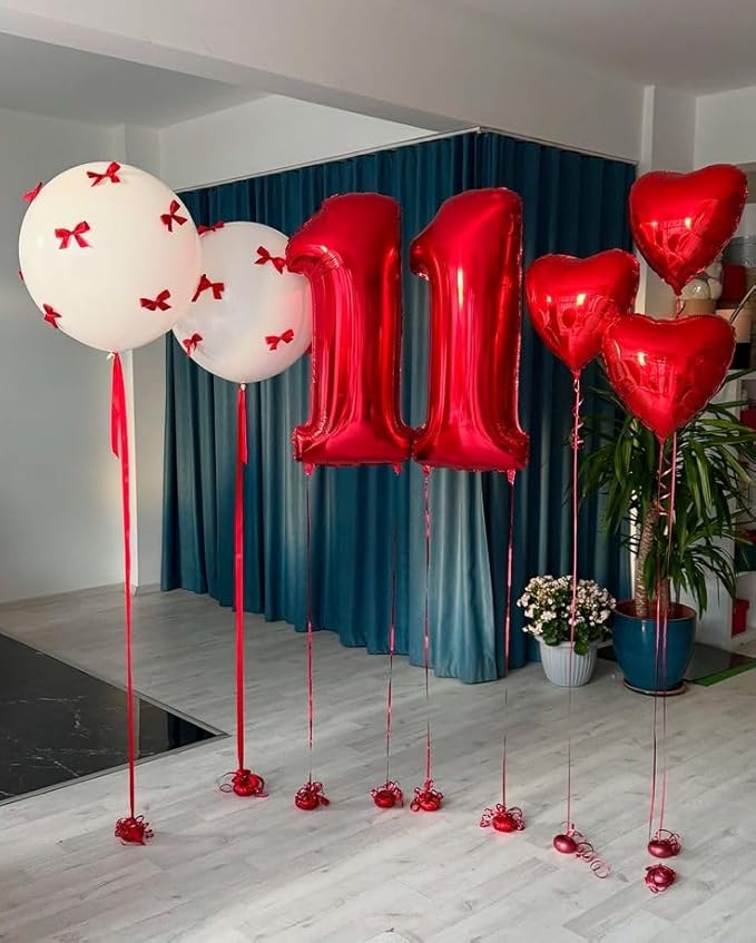 Number 17 Balloons, 40 Inch Balloons for Woman Man 17th Red Birthday Party Decoration, Foil Number Ballon for 17, 71 Valentine's Day, Anniversary, Bridal Shower, Graduation