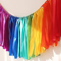 Ribbon Garlands Handmade Garland Hanging Decorations Preassembled Ribbon Tassel Garland Fabric Shabby Chic Banner for Wedding Baby Shower (Rainbow Tassel 7 Colors 40 x14in)