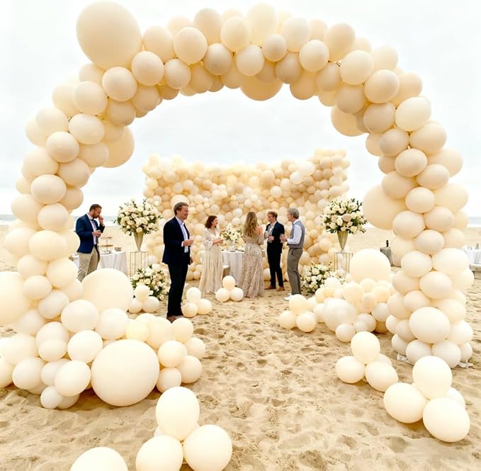 400 Pcs Sand White Balloons 12 Inch Sand White Cream Beige Bulk Latex Balloon for Birthday Wedding Bridal Shower Gender Reveal Party Decorations