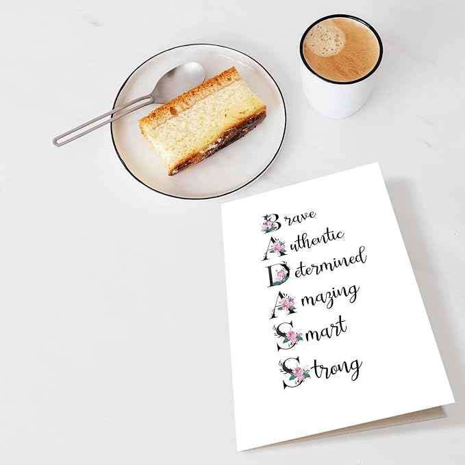Chenive Funny Badass Encouragement Card for Women, Floral Affirmation Card, Cancer Support Card, New Job Card, Promotion Card, Graduation Card, Inspirational Gift for Friend Bestie Sister