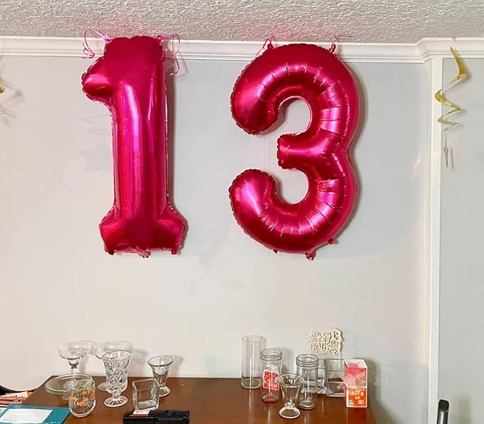 Number 6 Balloon 40 Inch, 6th Birthday Balloon for Boy Girl, Hot Pink 16 60 61 65 Numbers Balloons Birthday Party Wedding Events Decorations