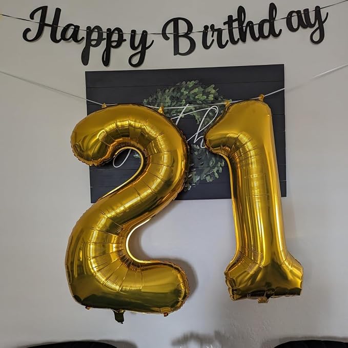 Gold Number 2 Balloon, 40 Inch Large Number Foil Mylar Balloons for 2nd Girl Boy Birthday Party Celebration Decorations Supplies, Digital Balloons for Wedding Anniversary Events Decor