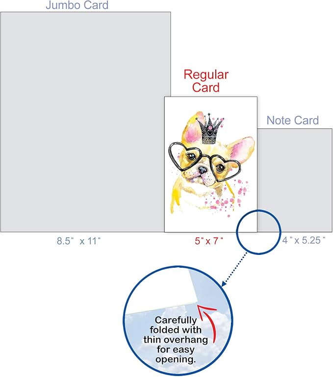 NobleWorks - 1 Funny Animal Birthday Card with Envelope - Cute Card for Birthdays - Funky Colorful Creatures Dog C6749ABDG