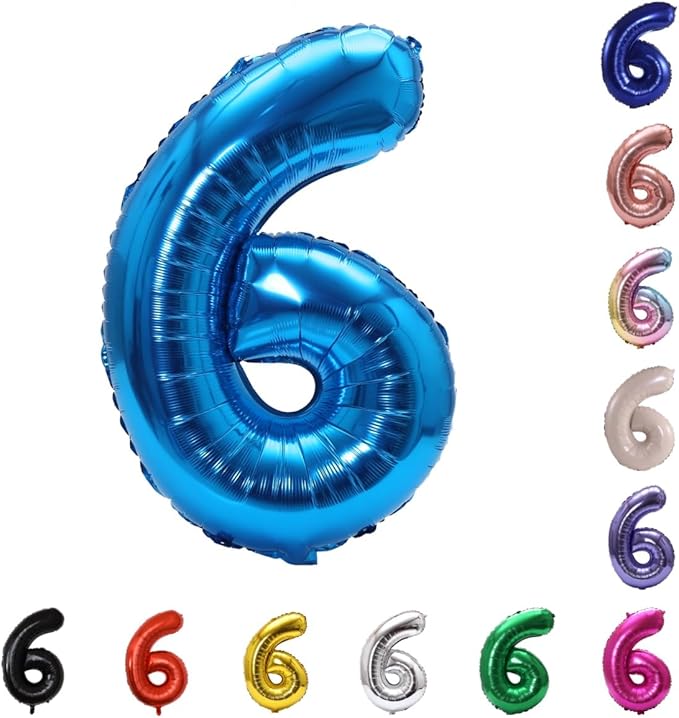 YPSelected 32 Inch Large Foil Helium Number Balloon Birthday Wedding Party 0-9 (Blue, 6)