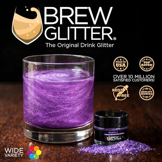 Brew Glitter Edible Glitter for Drinks, Cocktails, Beer, Garnish & Beverages (Purple, 4 Grams)