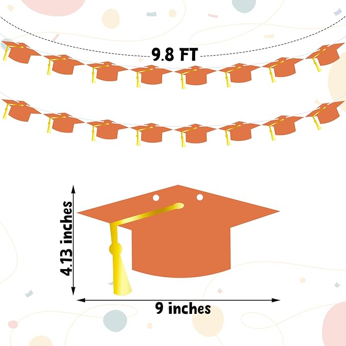 16PCS Orange 2025 Congrats Grad Banner, Glitter 2025 Graduation Decorations Banner, Class of 2025 Banner Garland High School College Graduation Party Decorations Supplies Decor