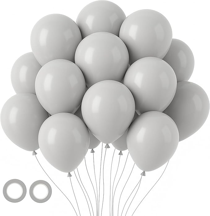 105pcs Light Gray Balloons 12inch Party Latex Balloons for Boys Girls Birthday Baby Shower Gender Reveal Wedding Sunflower Party Decorations