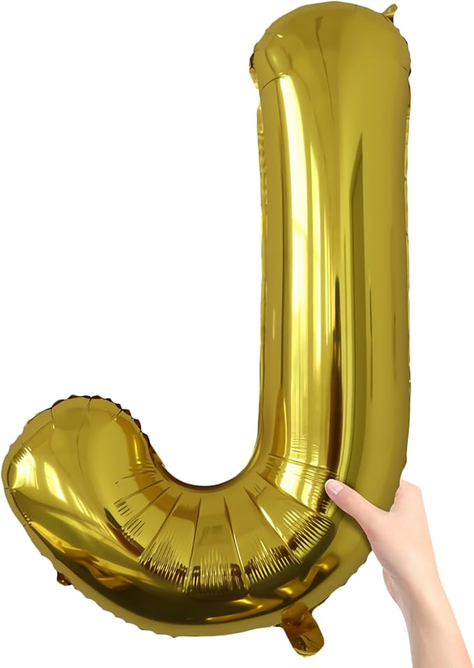Letter Balloons Gold Party Balloon - 40 Inch Large Gold Letter J Balloon, Letter Balloon Birthday Decorations, Balloon for Women Men Anniversary Party Decorations Supplies