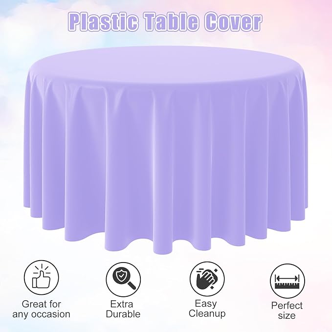 24Pack Round Pastel Color Tablecloths,Plastic Pastel Rainbow Tablecloth Disposable Round Table Covers for Baby Shower, Wedding,Girls Birthday Party and Ice Cream Party Decoration,6Color, 84 Inch