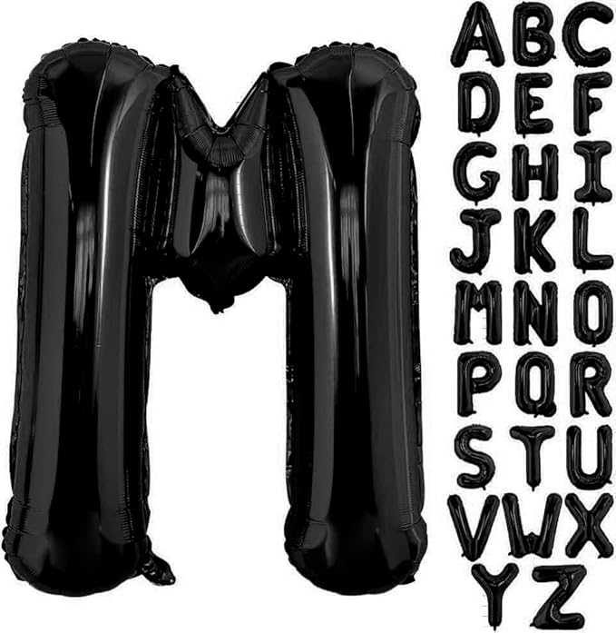 Black Letter M Balloons, 40 Inch Alphabet M Letter Balloons Foil Mylar Big Letter Balloons for Birthday Party Anniversary New Year Graduation Wedding Decorations