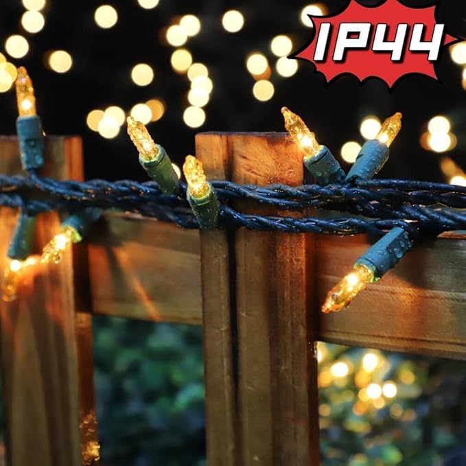 LAMPHOME Yellow Christmas Lights Decoration 300 Lights 63.8ft(2pk of 150L) UL Certified Mini Bulb Golden String Lights Set for Outdoor Christmas Tree Garden Holiday Party Patio Decor