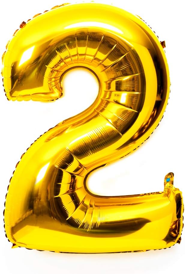 40 Inch Large Foil Helium Number Balloon Birthday Wedding Party 0-9 (Gold, 2)