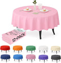 Craft And Party 12-Pack Light Pink Plastic Tablecloths – 84 Inch Round Disposable Table Covers, Heavy Duty & Waterproof for Parties, Events, Banquets, Light Pink