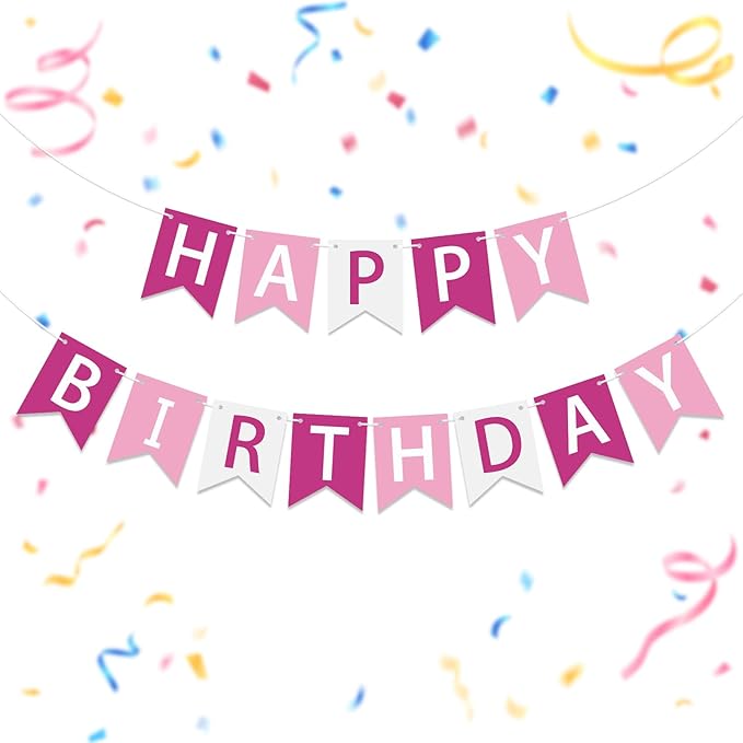 Happy Birthday Banner Pink Happy Birthday Sign Birthday Decorations for Birthday Party Backdrop Wall Decor Pink Birthdays Sign for Men Women Party Supplies