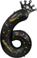 40 Inch Large Black Number Balloons Crown Big Black Digit Foil Mylar Balloons for Baby Shower Wedding Birthday Party Supplies (black 6)